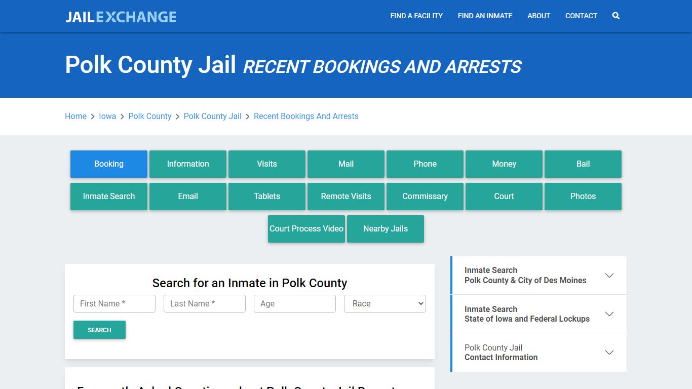 Polk County Jail IA Recent Arrests and Bookings - Jail Exchange